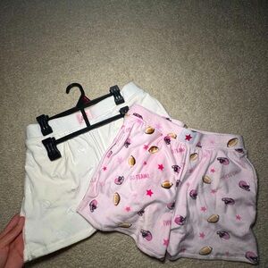 Football Go Team Pink and White Pajama Shorts Set